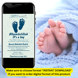 Footprint Neugeborener Baby Boys muslimische Gebur Einladung