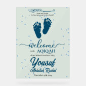 Footprint Newborn Baby Boy Muslim Aqiqah Aqeeqa Acrylschild (Vorderseite)