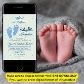 Footprint Newborn Baby Boy Muslim Aqiqah Aqeeqa Einladung