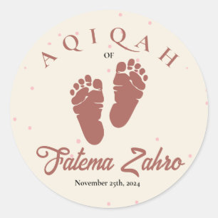 Footprint Newborn Baby Girl Muslim Aqiqah Aqeeqa Runder Aufkleber