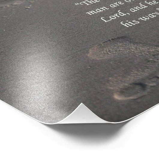 Footprints auf Sand Psalms 37:23 Scripture Print Fotodruck (Ecke)