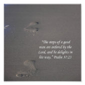 Footprints auf Sand Psalms 37:23 Scripture Print Fotodruck (Vorne)