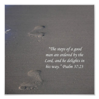 Footprints auf Sand Psalms 37:23 Scripture Print Fotodruck