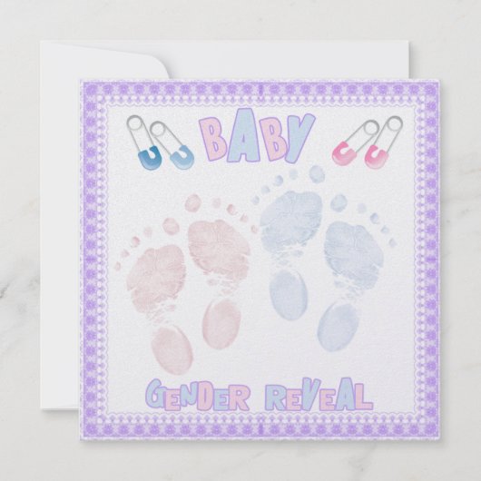 Footprints Baby Gender Reveal Party Einladung (Vorderseite)