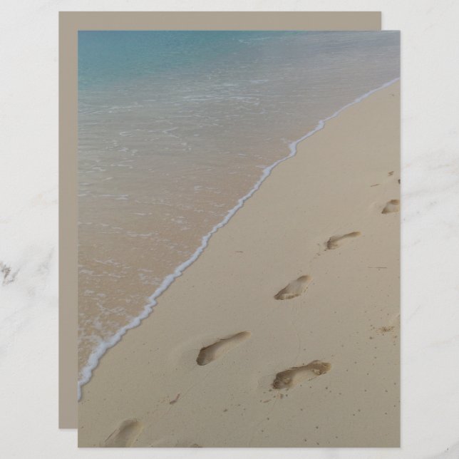 Footprints Beach Scrapbooking Papier (Vorne/Hinten)