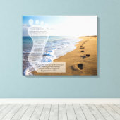 Footprints im Sand Gedicht 20x16 Leinwanddruck (Insitu (Holzboden))
