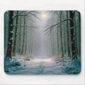 Footprints In a Snowy Forest Lit By Moonlight Mousepad (Vorne)