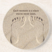 Footprints In Sand With Quote Coaster Getränkeuntersetzer (Vorne)