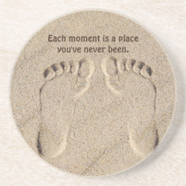 Footprints In Sand With Quote Coaster Getränkeuntersetzer