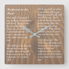 Footprints in the Sand Inspirational Poem Quadratische Wanduhr