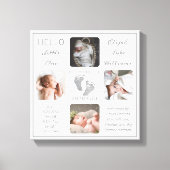 Footprints Mehrere Foto Birth Keepake Leinwand (Vorderseite)