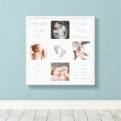 Footprints Mehrere Foto Birth Keepake Leinwand (Insitu (Holzboden))