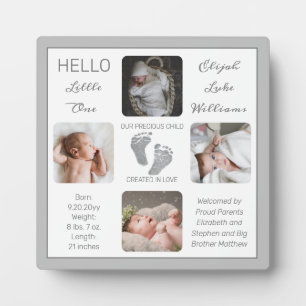 Footprints Mehrere Foto Grau Birth Keepake Fotoplatte