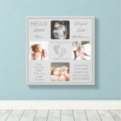 Footprints Mehrere Foto Grau Birth Keepake Leinwanddruck (Insitu (Holzboden))