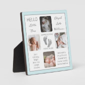 Footprints Mehrere Foto Minze Birth Keepake Fotoplatte (Vorderseite)