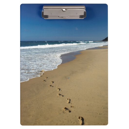 Footprints on Beach, Mabibi, Thongaland Klemmbrett (Vorderseite)