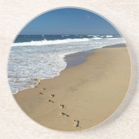 Footprints on Beach, Mabibi, Thongaland Sandstein Untersetzer (Vorne)
