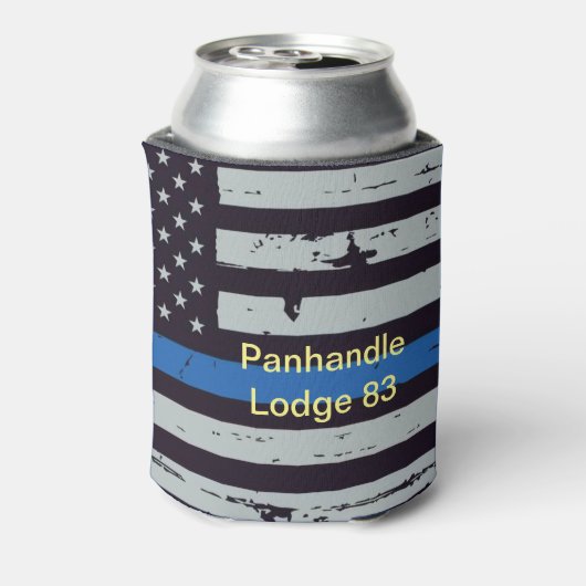 FOP Lodge 83 Thin Blue Line Can Coozie Dosenkühler (Kanne Rückseite)