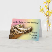 For a Boss a Birthday card with a smiling alligato Karte (Gelbe Blume)