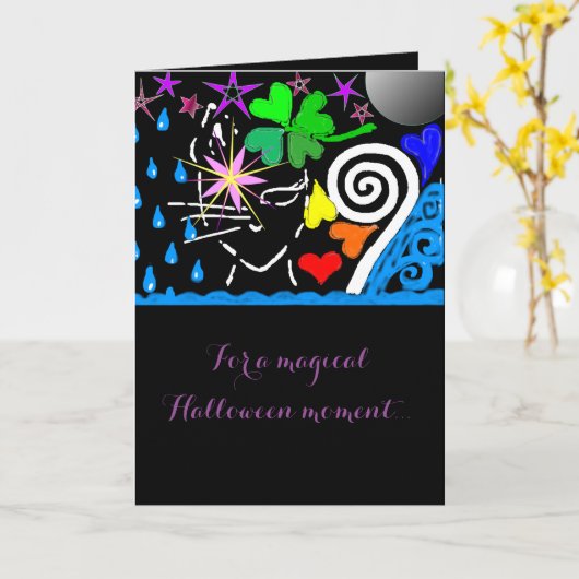 "For a Magical Halloween..." Card Karte (Gelbe Blume)