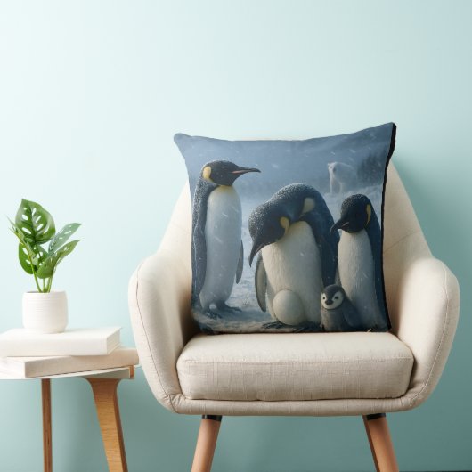 For a penguin family and chick Arctic Winter throw Kissen (Stuhl )