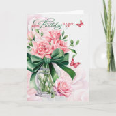 for Aunt's Birthday Pink Roses and Butterflies Karte (Vorderseite)