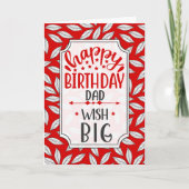for Dad Birthday Wish Big Red Botanical Typography Karte (Vorderseite)