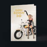 For dad, birthday with girls and a motorcycle karte<br><div class="desc">A lovely lady standing beside a motorbike. A great card for the man who likes to ride!</div>
