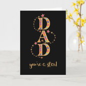 For Dad on Father's Day with Stars on Black Karte (Gelbe Blume)