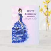 For Daughter in Law on Birthday Sparkly Blue Gown Karte (Gelbe Blume)