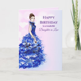 For Daughter in Law on Birthday Sparkly Blue Gown Karte