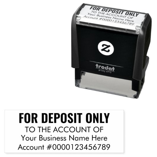 For Deposit Only Basic Business Office Bank Custom Permastempel (Beispiel)