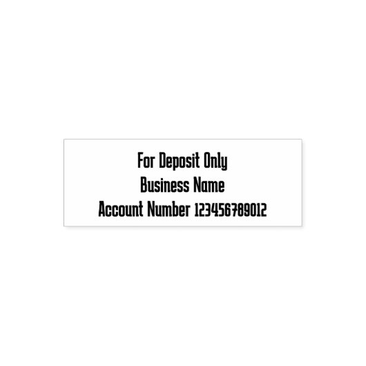 For Deposit Only Business Name Bank Account Number Permastempel (Design)
