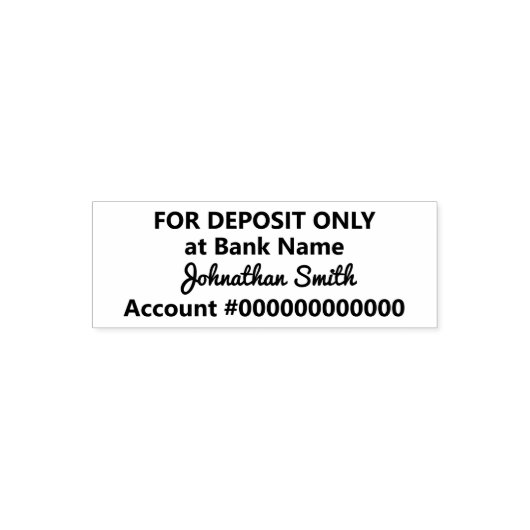For Deposit Only "Signature" at Bank Name Account Permastempel (Design)