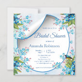 For-get-me-Not in Blue Brautparty Magneteinladung (Vorderseite)