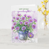 for Granddaughter Purple Asters September Birthday Karte (Gelbe Blume)