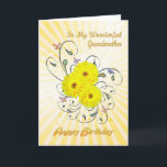For Grandmother, birthday card with yellow flowers Karte<br><div class="desc">A gorgeous birthday card with yellow daisy flowers over a vibrant swirling background.</div>