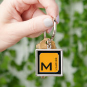 for him a modern yellow square logo monogram schlüsselanhänger (Hand)