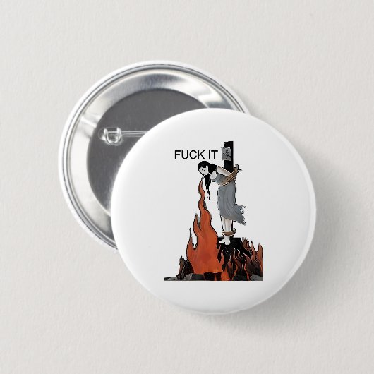 For It Funny - Witch Is Burning In Flames Girl Smo Button (Vorne & Hinten)
