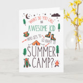 for Kids Funny Summer Camp Orange Green and Brown Karte (Gelbe Blume)