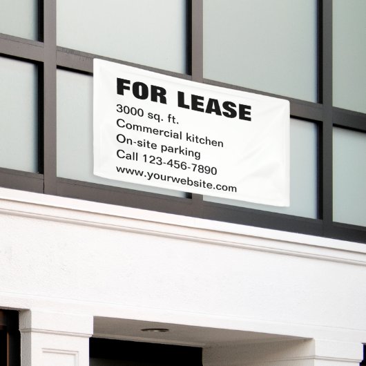 For Lease Black and White Property Management Text Banner (Äußeres Gebäude)