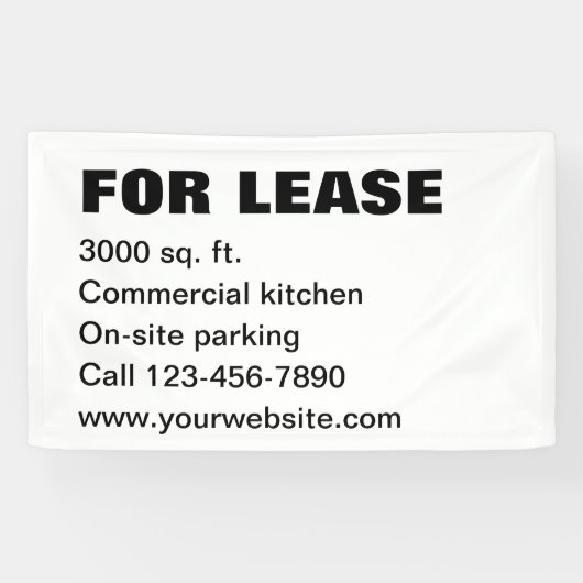 For Lease Black and White Property Management Text Banner (Horizontal)