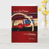 For Life Partner's Birthday Red Classic Car Karte (Gelbe Blume)