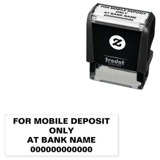 For Mobile Deposit Only Bank Name Account (Bold) Permastempel (Beispiel)