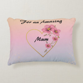 For Mum Pink Floral Gold Heart Mother's day  Dekokissen