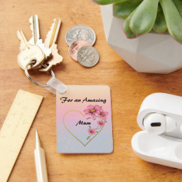 For Mum Pink Floral Gold Heart Mother's day  Schlüsselanhänger