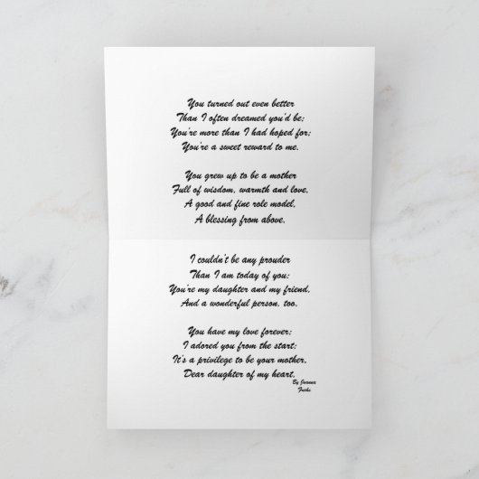 For my daughter on Mother's Day MOT. Karte (Innenseite)