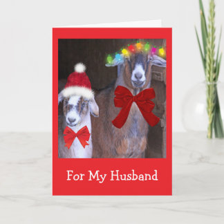 "For My Husband" Cute Goat Christmas Feiertagskarte