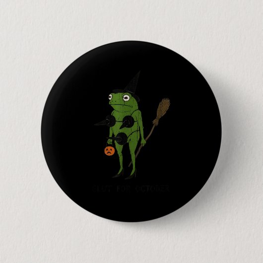 For October, Funny Halloween, Funny Witch Frog  Button (Vorderseite)