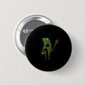 For October, Funny Halloween, Funny Witch Frog  Button (Vorne & Hinten)